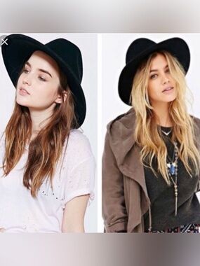 Urban Outfitters Wide Brim Black Fedora Hat Wool NWT